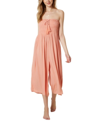 Shop O'neill Juniors' Bonita Strapless Cover-up Jumpsuit Women's Swimsuit In Canyon Clay