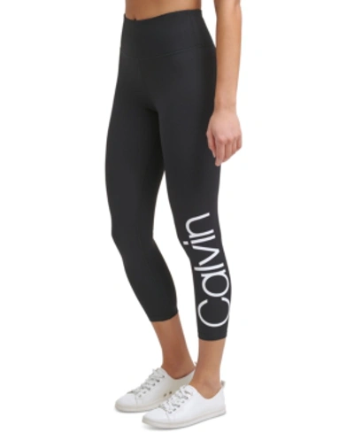 Shop Calvin Klein Performance Women's High-waisted Logo Leggings In Black White
