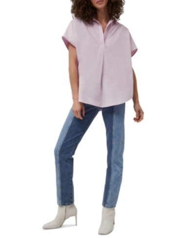 Shop French Connection Solid Cele Woven Top In Summer Lavender