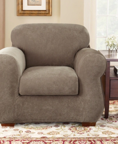 Shop Sure Fit Stretch Pique 2-piece Chair Slipcover In Taupe