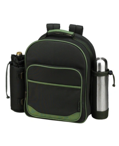 Picnic At Ascot Deluxe 2 Person Picnic, Coffee Backpack Cooler With Wine Pouch In Evergreen