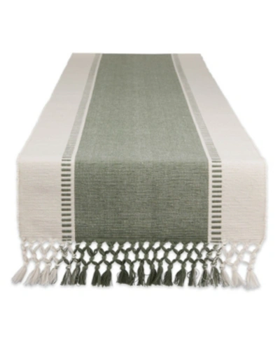 Shop Design Imports Dobby Stripe Table Runner, 13" X 108" In Green