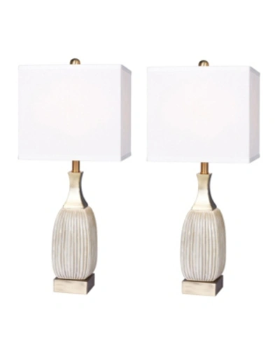 Shop Fangio Lighting Table Lamps, Set Of 2 In Aged White Antique Brass
