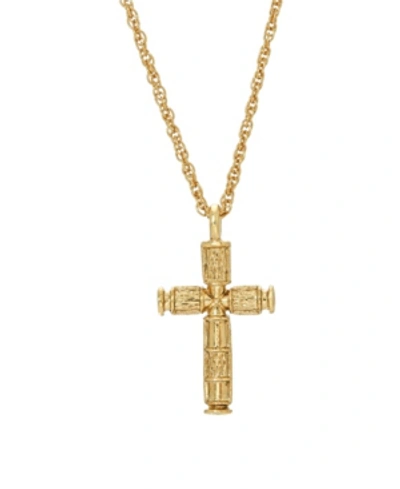 Shop Symbols Of Faith 14k Gold-dipped Cross Necklace In Yellow