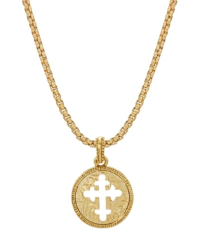 Shop Symbols Of Faith 14k Gold-dipped Coin Cross Necklace In Yellow