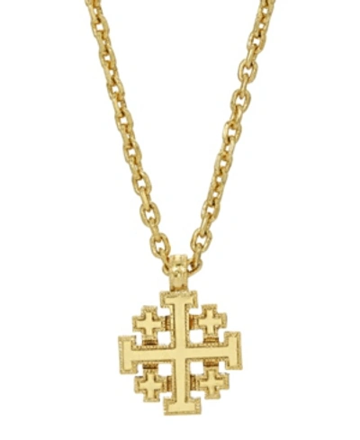 Shop Symbols Of Faith 14k Gold-dipped Jerusalem Cross Pendant Necklace In Yellow