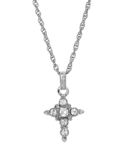 Shop Symbols Of Faith Silver-tone Crystal Cross Pendant Necklace In White