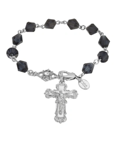 Shop Symbols Of Faith Silver-tone Blue Crucifix Bracelet