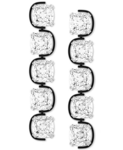 Shop Swarovski Rhodium-plated Harmonia Linear Drop Earrings In White