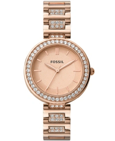 Shop Fossil Women's Karli Three Hand Rose Gold Stainless Steel Watch 34mm