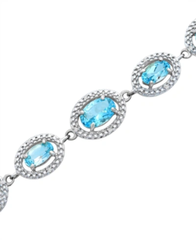 MACY'S BLUE TOPAZ (7-3/8 CT. T.W.) & DIAMOND (1/10 CT. T.W.) LINK BRACELET IN STERLING SILVER 