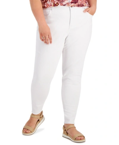 Shop Style & Co Plus Size High-rise Skinny Ankle Jeans, Created For Macy's In Bright White
