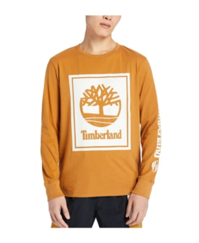 Shop Timberland Men's Stack Tree Logo Long Sleeve T-shirt In Wheat Boot