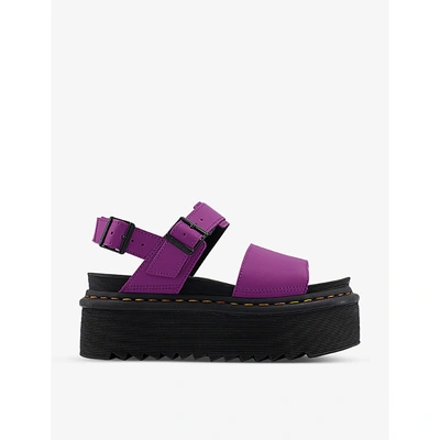 Shop Dr. Martens' Voss Quad Leather Flatform Sandals In Bright Purple