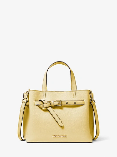 Shop Michael Kors Emilia Small Pebbled Leather Satchel In Yellow