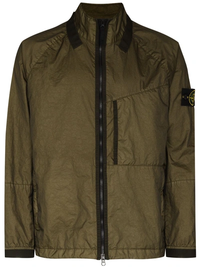 Shop Stone Island Membrana High-neck Lightweight Jacket In Green
