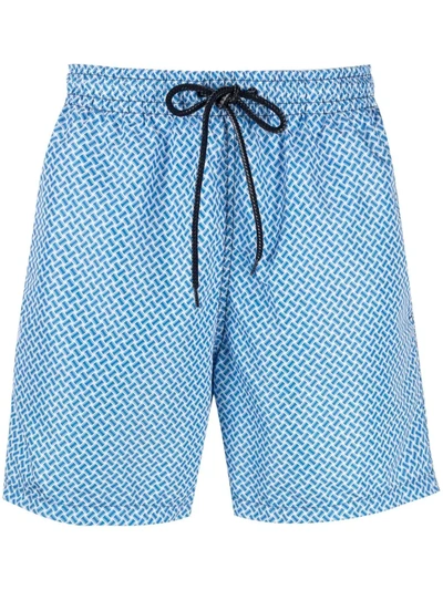 Shop Drumohr Geometric Print Swim Shorts In Blue