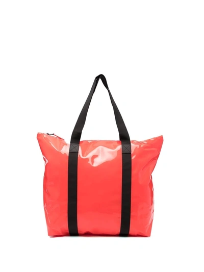Shop Rains Glossy Tote Bag In Red