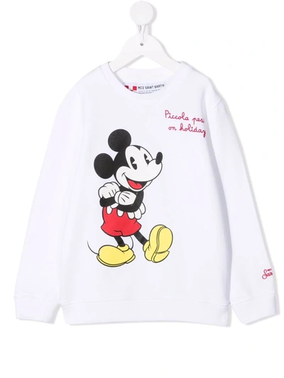 Shop Mc2 Saint Barth Mickey Mouse Print Sweatshirt In White