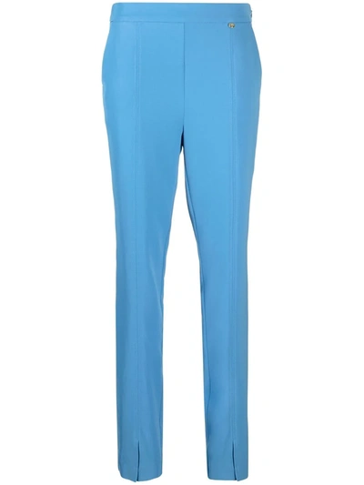 Shop Liu •jo Slim-cut High-waisted Trousers In Blue
