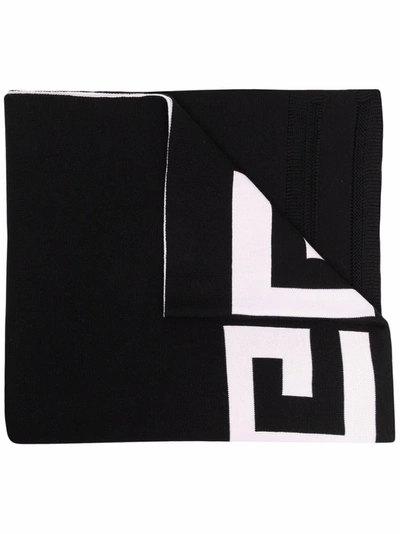 Shop Givenchy Intarsia-knit Logo Wool Scarf In Black