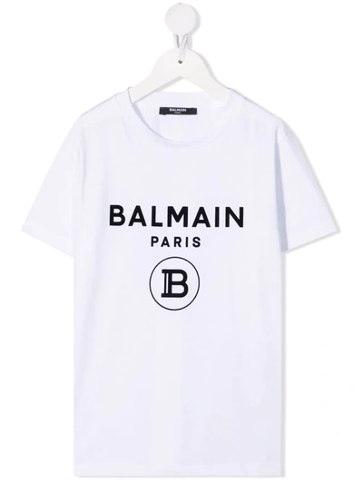 Shop Balmain Logo-print T-shirt In White