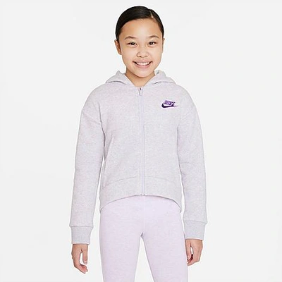 Shop Nike Girls' Sportswear Club Fleece Full-zip Hoodie In Purple Chalk/wild Berry