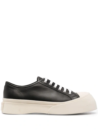 Shop Marni Pablo Leather Flatform Sneakers In Schwarz