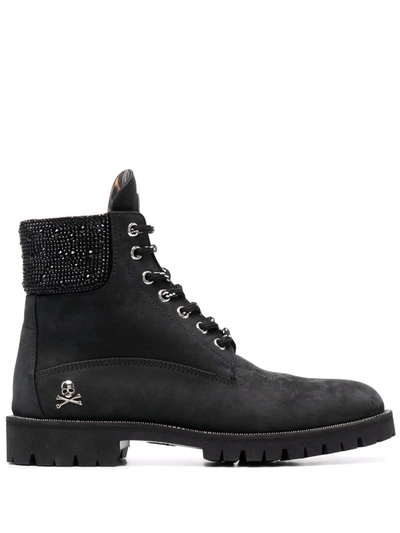 Philipp Plein The Hunter Nabuk Boots In Schwarz