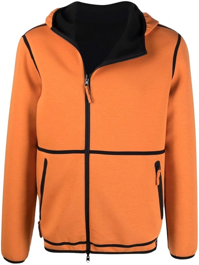 Shop Aspesi Reversible Zip-up Hoodie In Orange