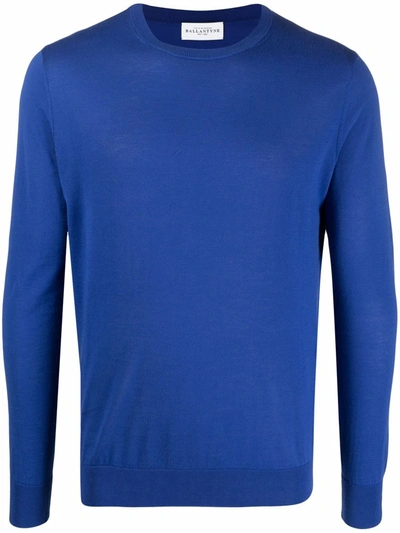 Shop Ballantyne Fine-knit Round-neck Jumper In Blau