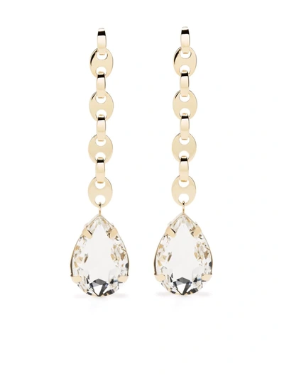 Shop Rabanne Nano Crystal Drop Earrings In Gold