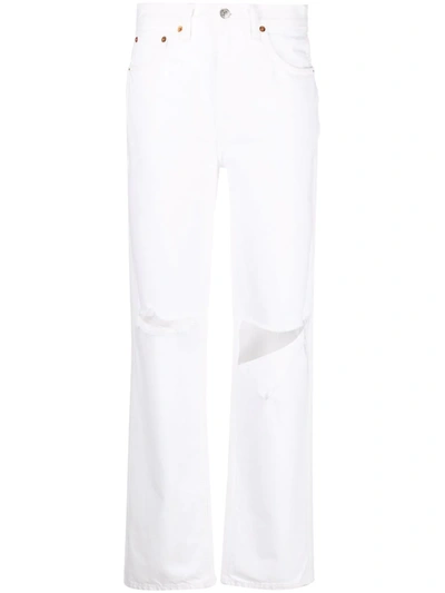 Shop Re/done Pipe High-waist Straight Jeans In Weiss