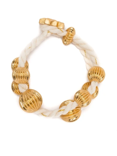 Shop Tory Burch Roxanne 18kt Gold-plated Wrap Bracelet In Weiss