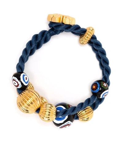 Shop Tory Burch Roxanne 18kt Gold-plated Wrap Bracelet In Blau