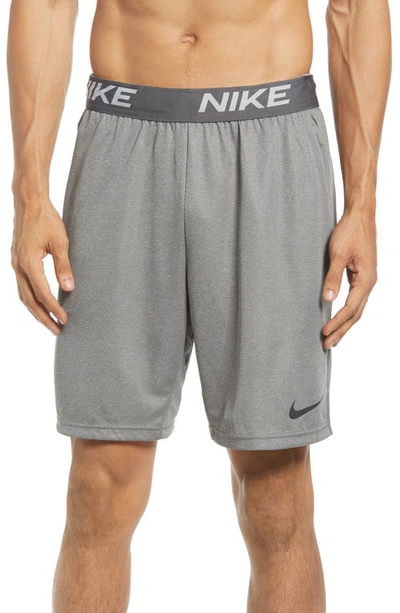Shop Nike Dri-fit Veneer Training Shorts In Iron Grey/ Light Smoke Grey