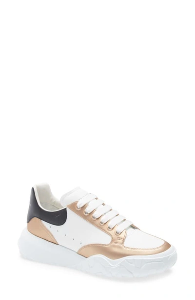 Shop Alexander Mcqueen Court Trainer Sneaker In White/ Rose Gold/ Black