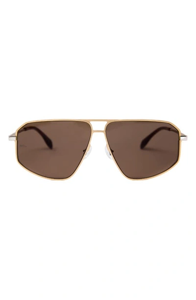 Shop Mita Milano 57mm Aviator Sunglasses In Shiny Gold / Gradient Brown