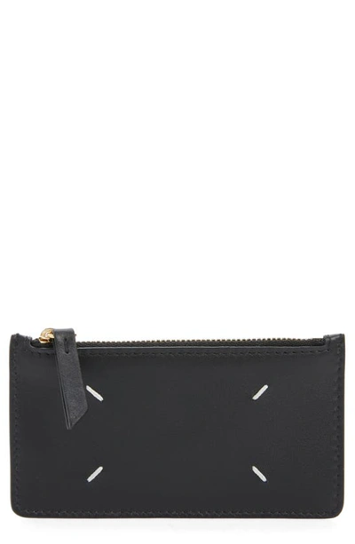 Shop Maison Margiela Leather Zip Card Case In Black