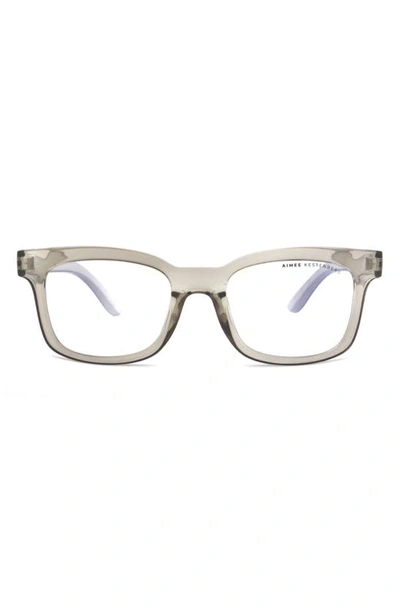 Shop Aimee Kestenberg Bleeker 50mm Rectangle Blue Light Blocking Glasses In Crystal Grey/ Clear