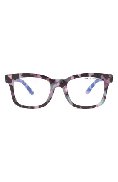 Shop Aimee Kestenberg Bleeker 50mm Rectangle Blue Light Blocking Glasses In Opal Tortoise/ Clear