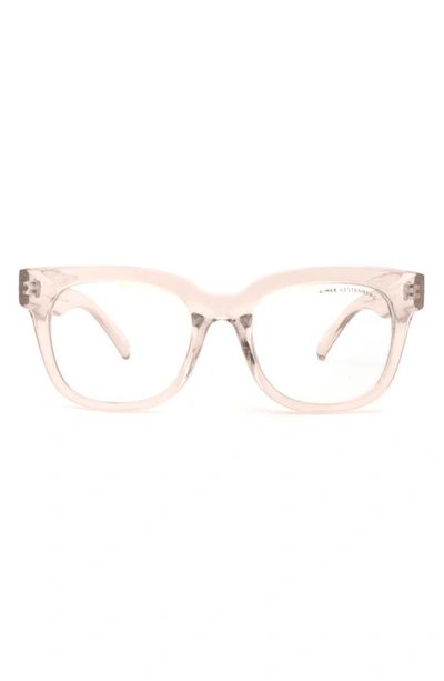Shop Aimee Kestenberg Houston 52mm Square Blue Light Blocking Glasses In Crystal Blush/ Clear