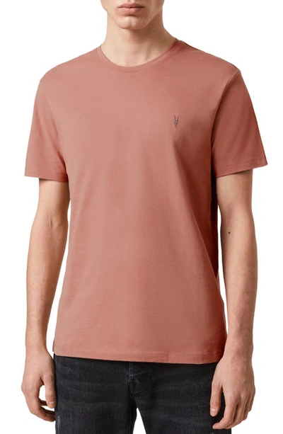 Shop Allsaints Brace Crewneck T-shirt In Desert Rose Pink