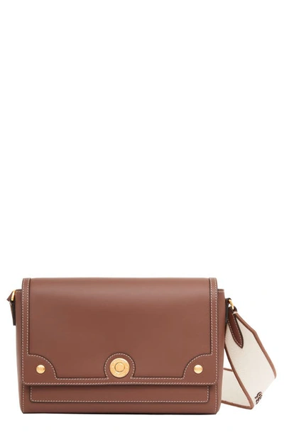 Shop Burberry Medium Note Leather Shoulder Bag In Tan