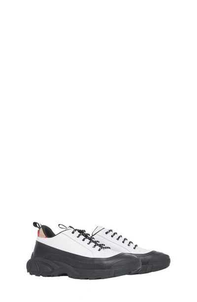 Shop Burberry Mini Arthur Sneaker In Optic White