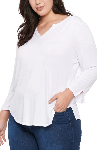 Shop Nydj Perfect Long Sleeve Top In Optic White