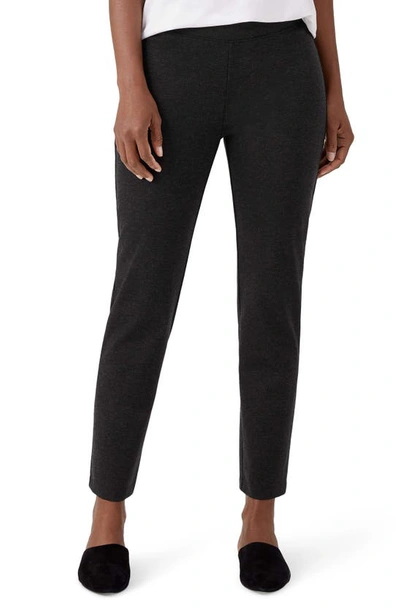Shop Eileen Fisher Slim Ankle Pull-on Pants In Char