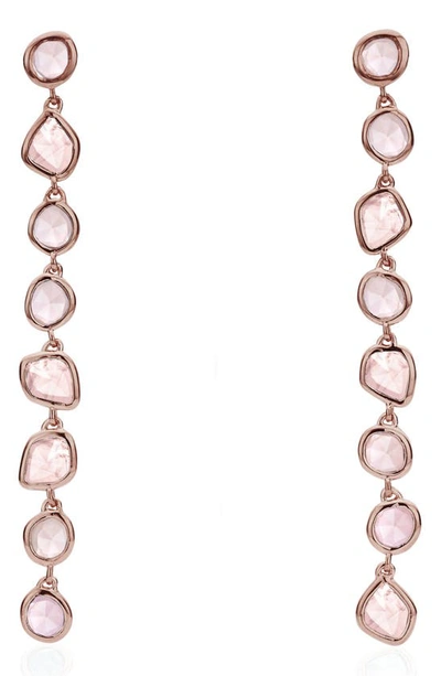 Shop Monica Vinader Siren Mini Nugget Earrings In Rose Gold/ Rose Quartz