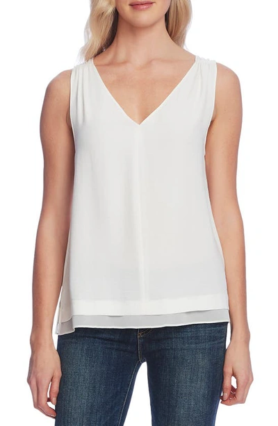 Shop Vince Camuto Rumple Georgette Tank Top In New Ivory