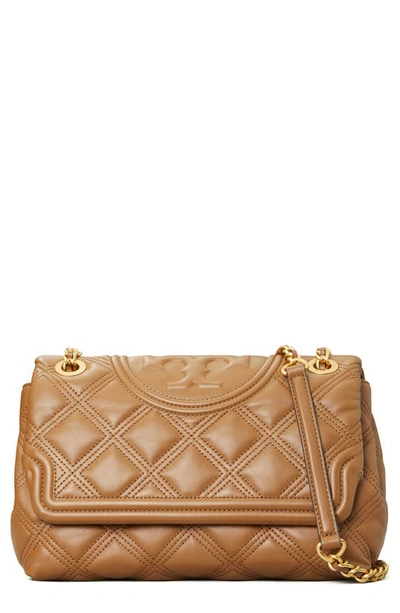 Shop Tory Burch Fleming Soft Quilted Lambskin Leather Shoulder Bag In Moose